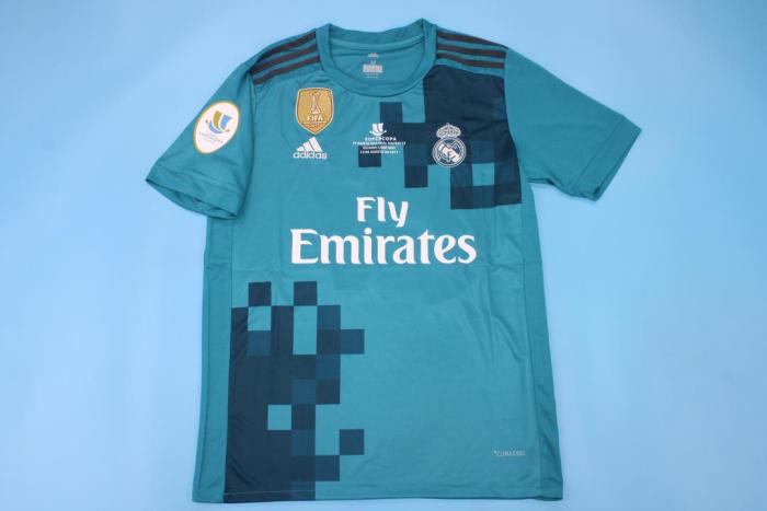 with Front Lettering+Golden FIFA+Supercopa Patch Retro Jersey 2017-2018 Real Madrid ISCO 22 Third Away Soccer Jersey Vintage Real Camisetas de Futbol