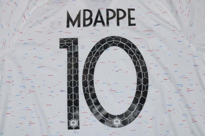 with 2 Stars Retro Jersey 2018 France MBAPPE 10 Away White Soccer Jersey Vintage Football Shirt