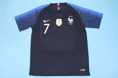 with 2 Stars+Golden FIFA Patch Retro Jersey 2018 France GRIEZMANN 7 Home Soccer Jersey