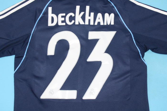 Retro Jersey 2005-2006 Real Madrid BECKHAM 23 Away Dark Blue Soccer Jersey Vintage Football Shirt