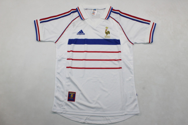 Retro Jersey 1998 France Away White Soccer Jersey Vintage Football Shirt