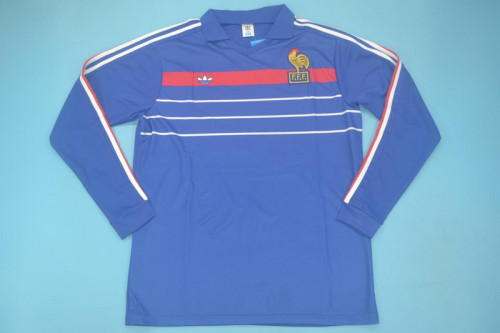 Long Sleeve Retro Jersey 1984 France Home Soccer Jersey Vintage Football Shirt