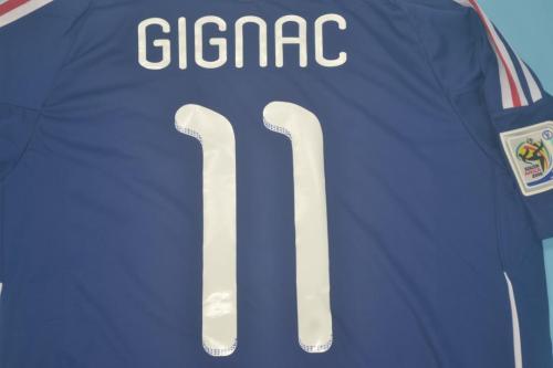 with World Cup Patch Retro Jersey 2010 France GIGNAC 11 Home Soccer Jersey Vintage Football Shirt