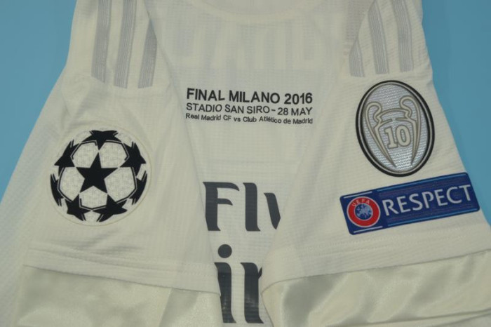 with Front Lettering+UCL Patch Retro Jersey 2015-2016 Real Madrid MODRIC 19 Home Soccer Jersey Vintage Real Camisetas de Futbol