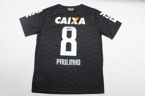 Retro Shirt 2008 Corinthians PAULINHO 8 Away Black Vintage Soccer Jersey Football Shirt