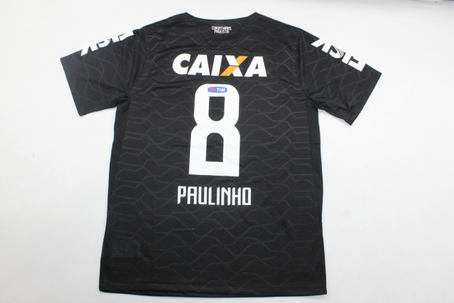Retro Shirt 2008 Corinthians PAULINHO 8 Away Black Vintage Soccer Jersey Football Shirt