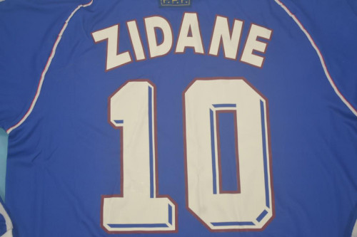 with Front Lettering Long Sleeve Retro Jersey 1998 France ZIDANE 10 Home Soccer Jersey Vintage Football Shirt