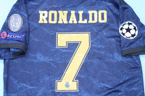 with UCL Patch Retro Jersey 2019-2020 Real Madrid RONALDO 7 Away Dark Blue Soccer Jersey