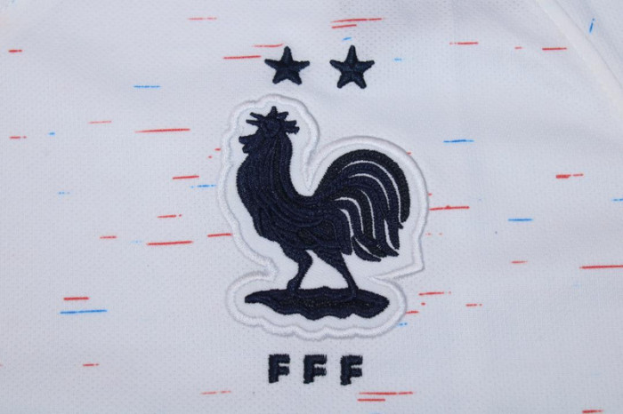with 2 Stars Retro Jersey 2018 France Away White Soccer Jersey Vintage Football Shirt