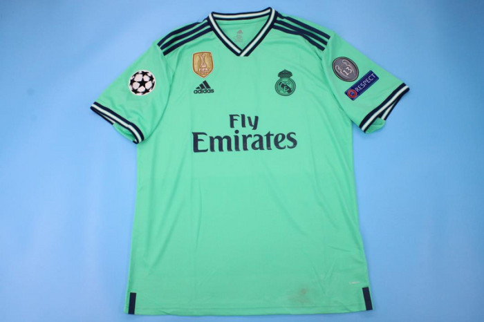 with Golden FIFA+UCL Patch Retro Jersey 2019-2020 Real Madrid MARCELO 12 Third Away Green Soccer Jersey