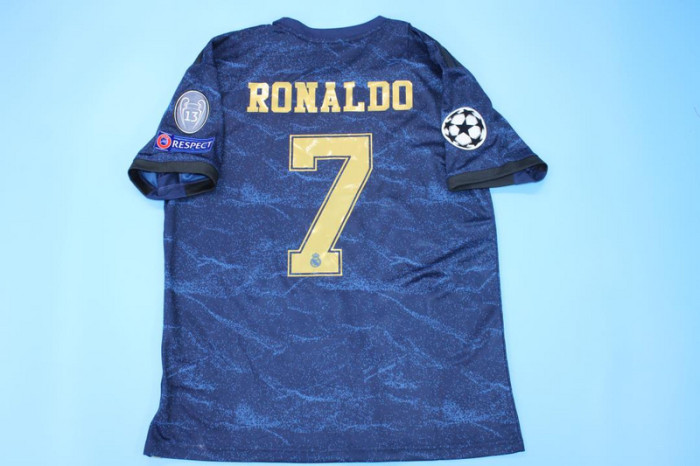 with UCL Patch Retro Jersey 2019-2020 Real Madrid RONALDO 7 Away Dark Blue Soccer Jersey