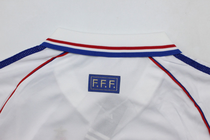 Retro Jersey 1998 France Away White Soccer Jersey Vintage Football Shirt