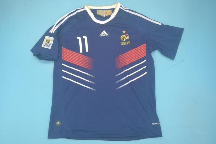 with World Cup Patch Retro Jersey 2010 France GIGNAC 11 Home Soccer Jersey Vintage Football Shirt