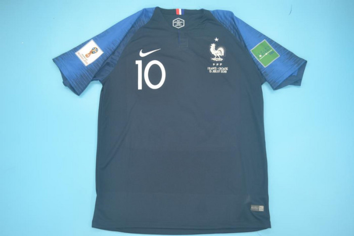 with Front Lettering+World Cup Patch Retro Jersey 2018 France MBAPPE 10 Home Soccer Jersey Vintage Football Shirt