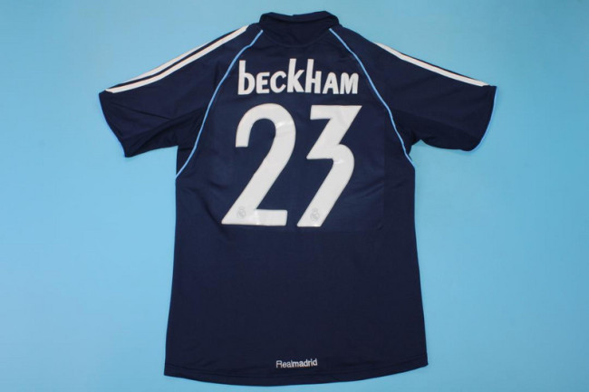 Retro Jersey 2005-2006 Real Madrid BECKHAM 23 Away Dark Blue Soccer Jersey Vintage Football Shirt