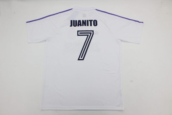 Retro Jersey 1984-1985 Real Madrid JUANITO 7 Home Soccer Jersey Vintage Football Shirt