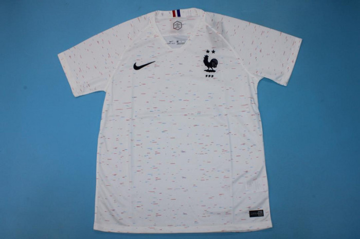 with 2 Stars Retro Jersey 2018 France Away White Soccer Jersey Vintage Football Shirt