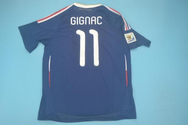 with World Cup Patch Retro Jersey 2010 France GIGNAC 11 Home Soccer Jersey Vintage Football Shirt