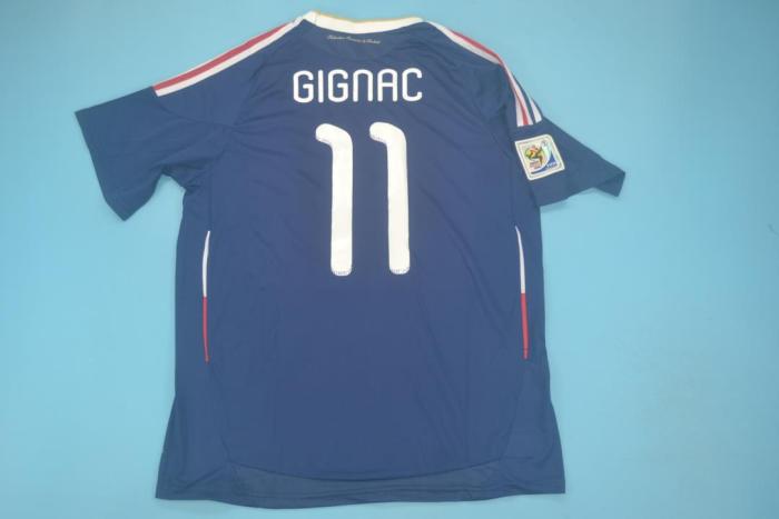 with World Cup Patch Retro Jersey 2010 France GIGNAC 11 Home Soccer Jersey Vintage Football Shirt