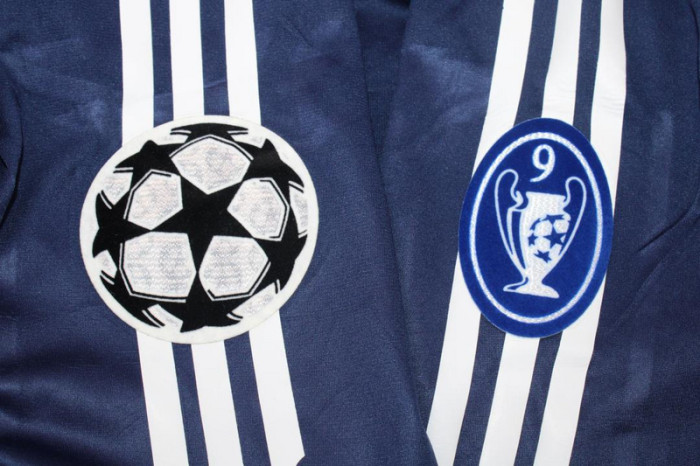 with UCL Patch Retro Jersey 2005-2006 Real Madrid ZIDANE 5 Away Dark Blue Soccer Jersey Vintage Football Shirt