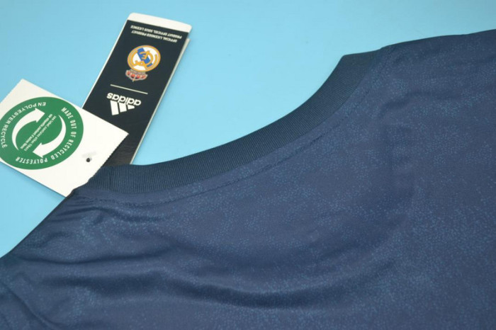 with Golden FIFA+UCL Patch Retro Jersey 2019-2020 Real Madrid Away Dark Blue Soccer Jersey