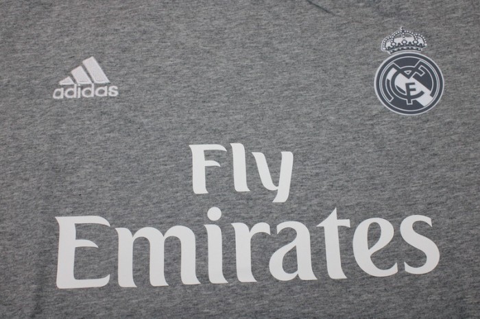 with Golden FIFA+UCL Patch Retro Jersey 2015-2016 Real Madrid Away Grey Vintage Soccer Jersey