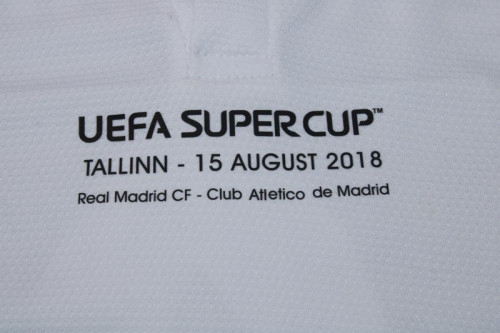 with Front Lettering+Supercopa Patch Retro Jersey 2018-2019 Real Madrid Home Soccer Jersey Vintage Football Shirt