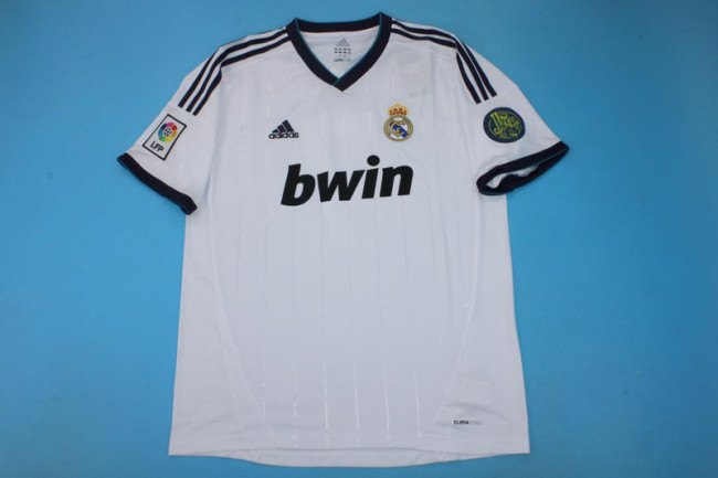with LFP Patch Retro Jersey 2012-2013 Real Madrid Home Soccer Jersey Vintage Football Shirt