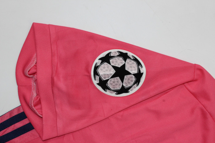 with UCL Patch Retro Jersey 2020-2021 Real Madrid Away Pink Soccer Jersey Vintage Real Football Shirt