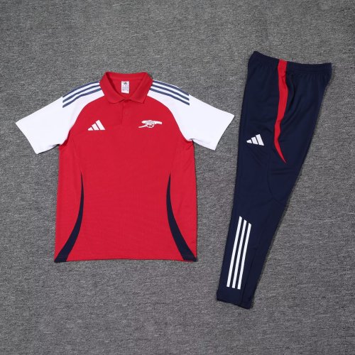 Adult Uniform 2025-2026 Arsenal Red Soccer Polo and Pants Football Set