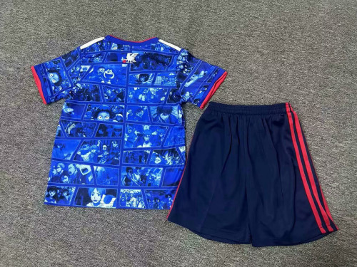 Youth Uniform Kids Kit 2025 Japan Blue COMIC Soccer Jersey Shorts Child Football Set