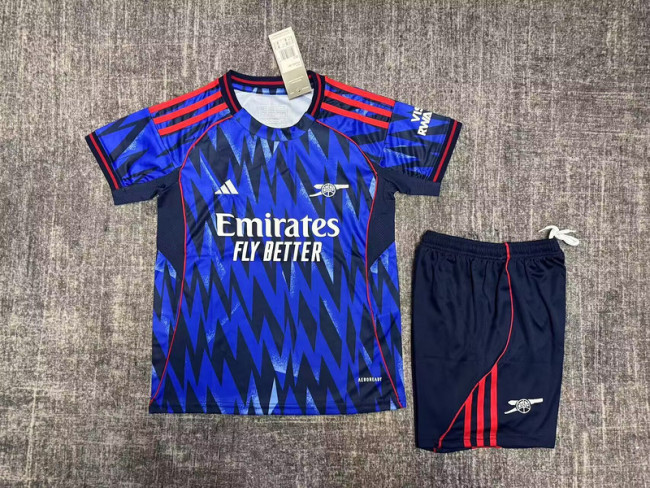 Youth Uniform Kids Kit 2025-2026 Arsenal Away Blue Soccer Jersey Shorts Child Football Set