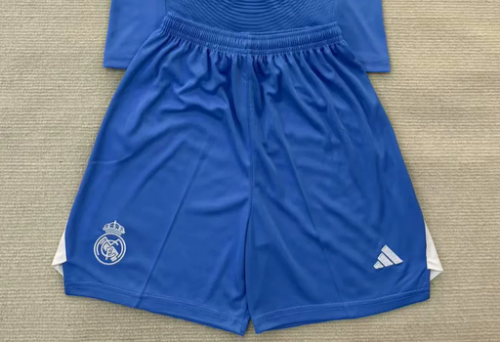 Fan Version 2025-2026 Real Madrid Blue Goalkeeper Soccer Shorts Football Shorts