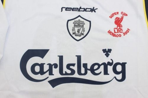 with Patch Retro Jersey 2000-2001 Liverpool White Super CUP FINAL Soccer Jersey Vintage Football Shirt