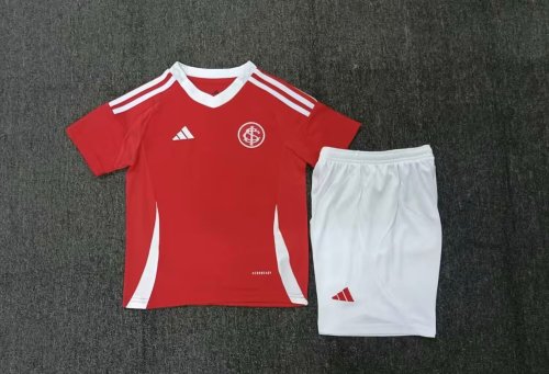Youth Uniform Kids Kit 2025-2026 Sport Club Internacional Home Soccer Jersey Shorts Child Football Set