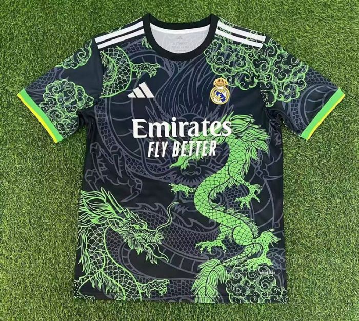 Fans Version 2025-2026 Real Madrid Black/Green Dragon Soccer Jersey Real Football Shirt