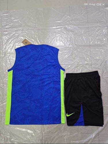 Adult Uniform 2025-2026 Barcelona Blue Soccer Training Vest and Shorts Football Set