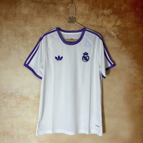 Retro Model 2025-2026 Real Madrid White/Purple Soccer Jersey Real Football Casual Shirt