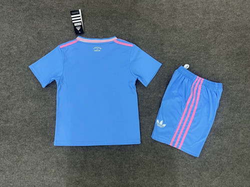 Youth Uniform Kids Kit 2025-2026 Inter Miami Third Away Blue Soccer Jersey Shorts Child Football Set