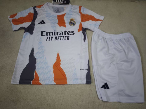 Youth Uniform Kids Kit 2025-2026 Real Madrid White Soccer Training Jersey Shorts Child Football Set