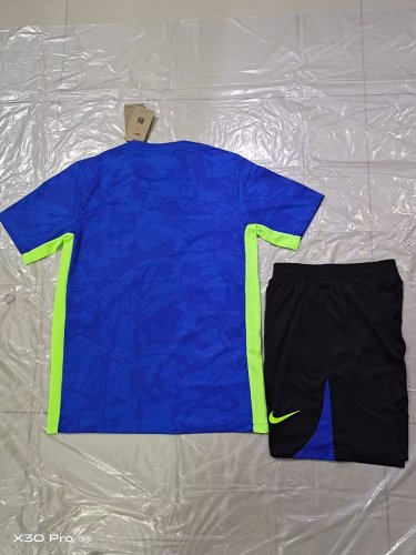 Adult Uniform 2025-2026 Barcelona Blue Soccer Training Shirt and Shorts Football Set