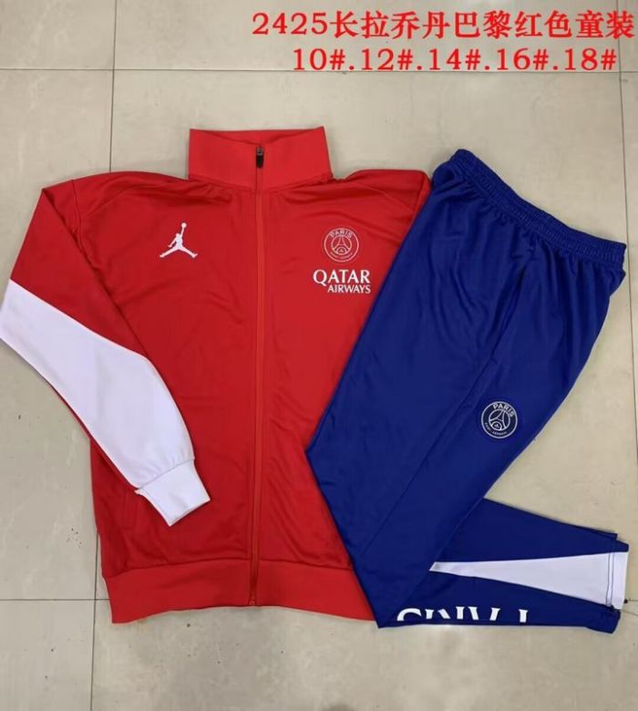 Youth 2025-2026 PSG Red Soccer Training Jacket Paris Football Jacket and Pants