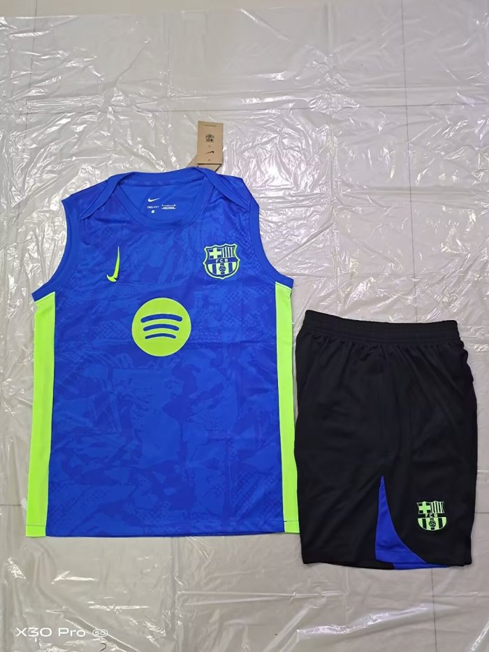 Adult Uniform 2025-2026 Barcelona Blue Soccer Training Vest and Shorts Football Set