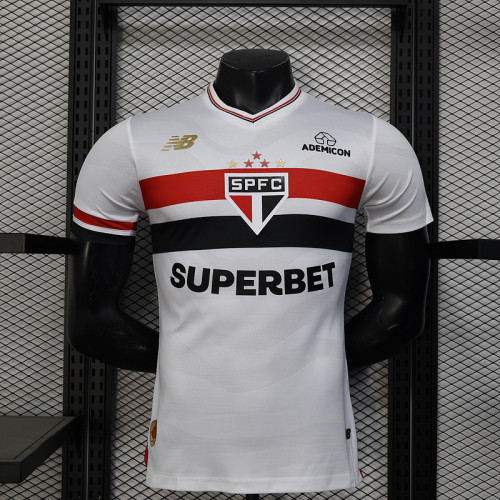 with Sponor Logo Player Version 2025-2026 Sao Paulo Home Soccer Jersey Football Shirt