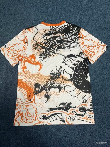 Fans Version 2025-2026 Real Madrid Orange/White Black Dragon Soccer Jersey Real Football Shirt