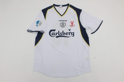 with Patch Retro Jersey 2000-2001 Liverpool White Super CUP FINAL Soccer Jersey Vintage Football Shirt
