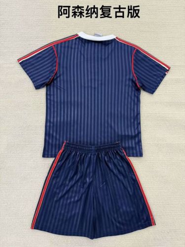 Youth Uniform Kids Kit 2025-2026 Arsenal Retro Model Dark Blue Soccer Jersey Shorts Child Football Set