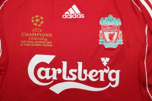 with Front Lettering+UCL Patch Retro Jersey 2006-2007 Liverpool UCL Final Home Soccer Jersey Vintage Football Shirt