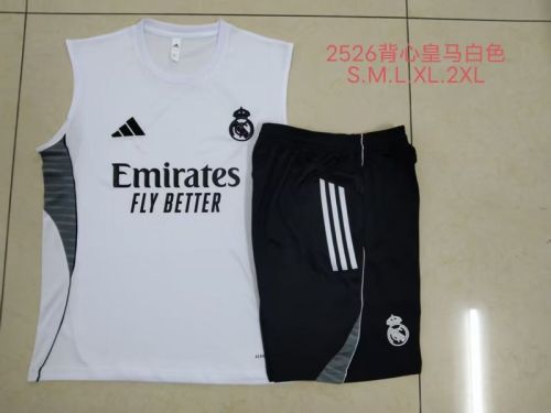 Adult Uniform 2025-2026 Real Madrid White Soccer Training Vest and Shorts Football Set