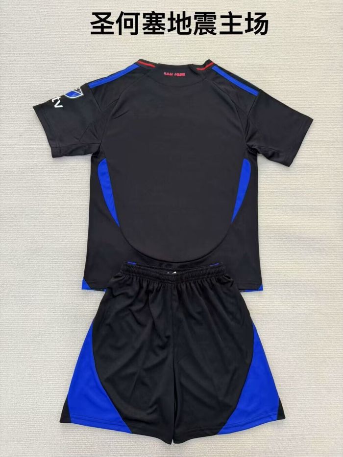 Youth Uniform Kids Kit 2025-2026 San Jose Earthquakes Home Soccer Jersey Shorts Child Football Set